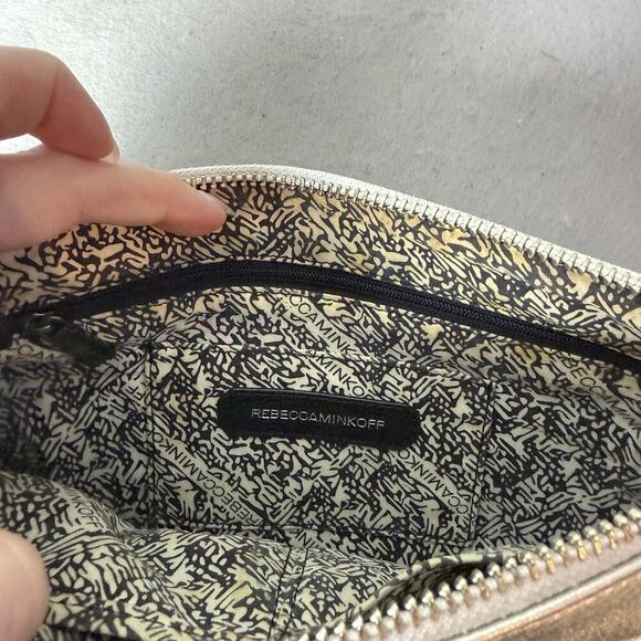 Rebecca Minkoff Silver Pebble Leather Crossbody Bag with Silver Chain Strap - Picture 5 of 9